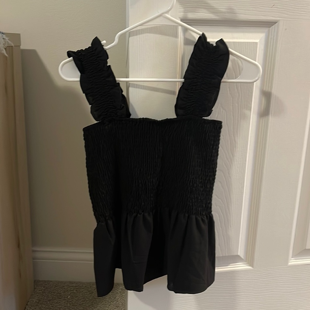 Black ruffle tank top
